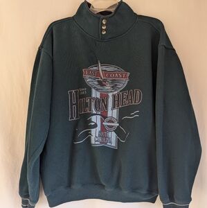 Vintage Hilton Head Island South Carolina Sweatshirt Sz L Pullover Sweater Green